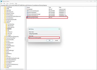 Hide settings through Registry