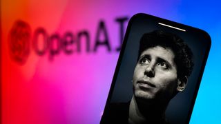 OpenAI CEO Sam Altman is seen on a mobile device screen.